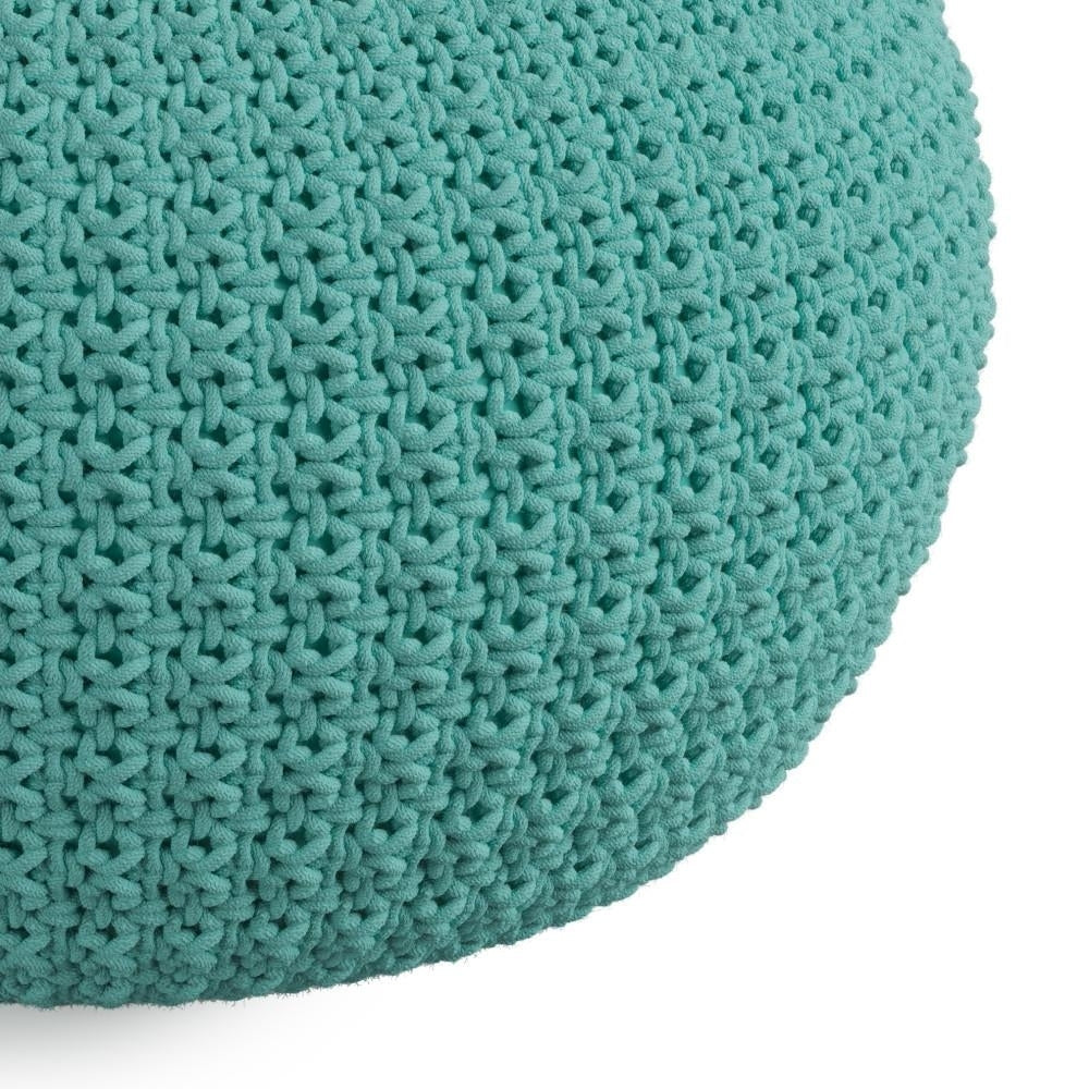 Sonata Round Knitted Pouf Indoor Outdoor 20in Water UV Resistant Durable Fabric Image 6