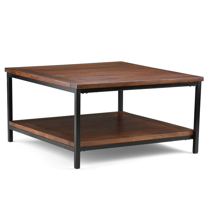 Skyler Square Coffee Table Mango Wood 34in Modern Industrial Metal Base Image 12