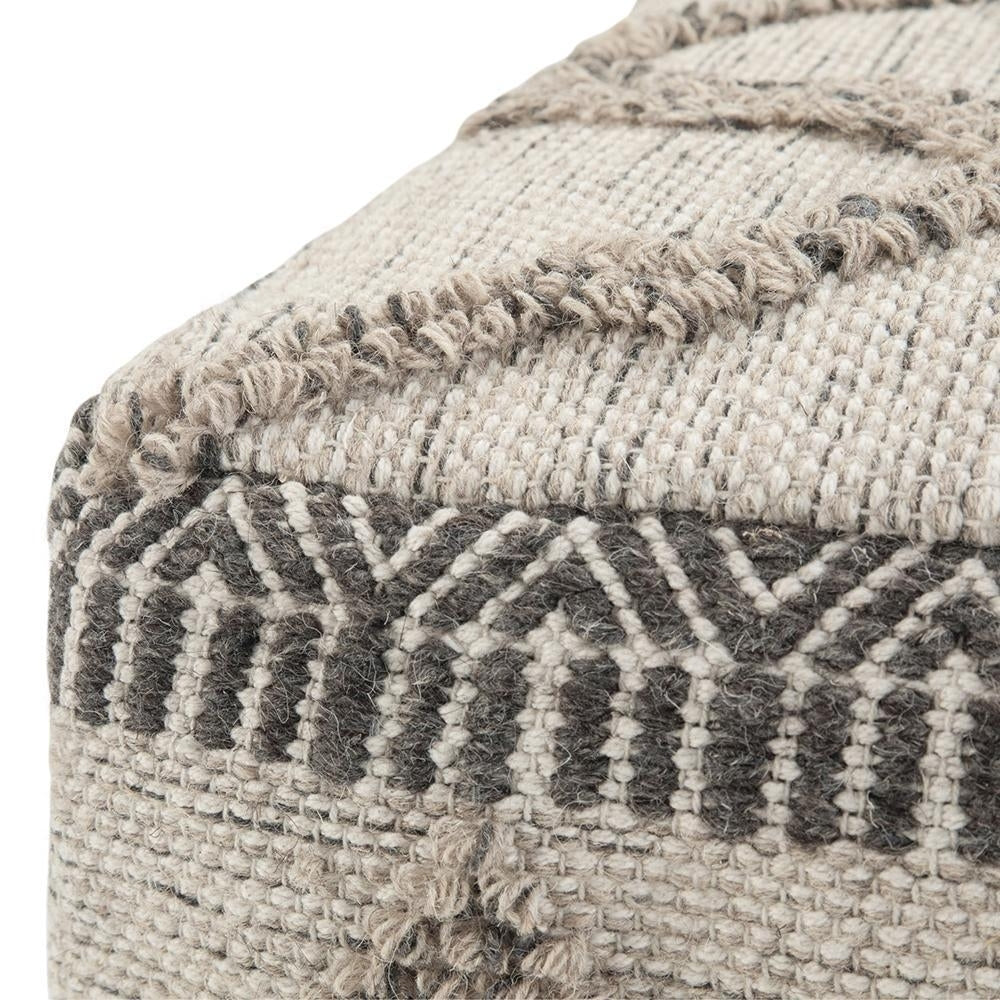 Sweeney Square Pouf Handwoven Wool Cotton 18x18 Accent Footstool Multi-Functional Image 6