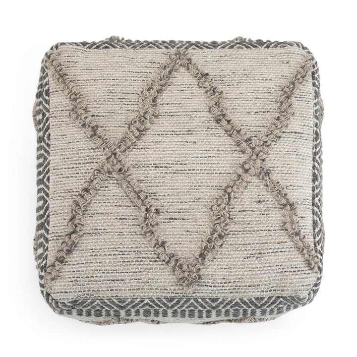 Sweeney Square Pouf Handwoven Wool Cotton 18x18 Accent Footstool Multi-Functional Image 9