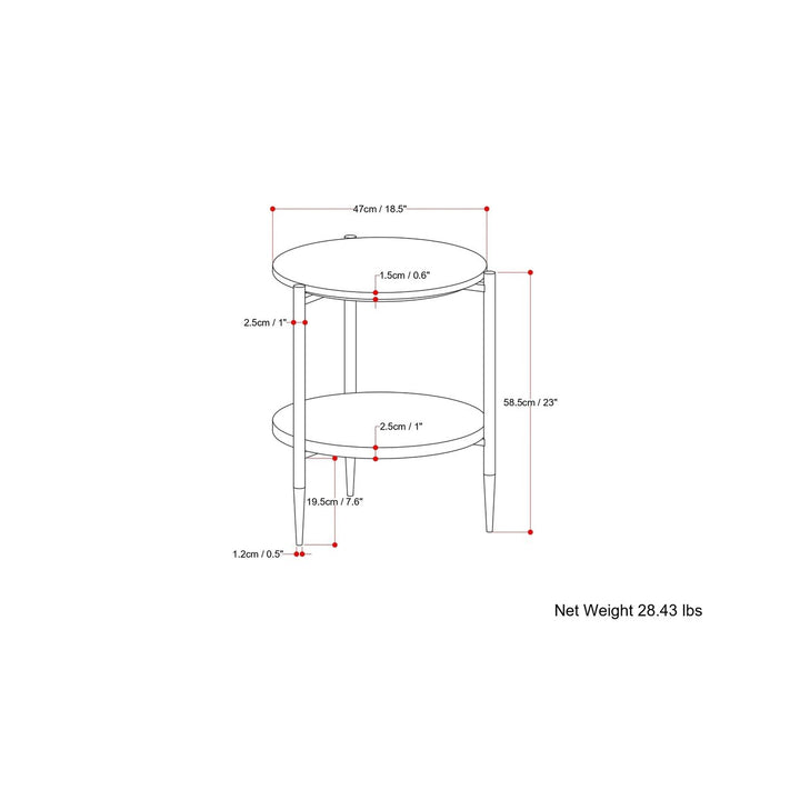 Wagner Round Marble and Wood Side Table with Metal Frame Acacia Shelf Image 10