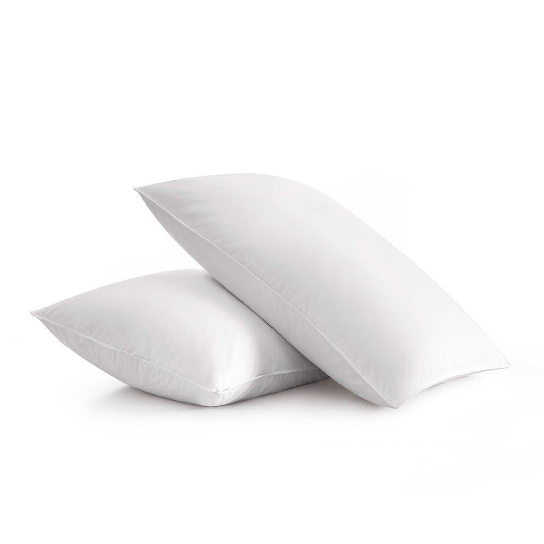 2 Pack White Goose Feather Bed Pillows with Breathable Cotton Cover Medium Firm Soft Support Pillow Image 6