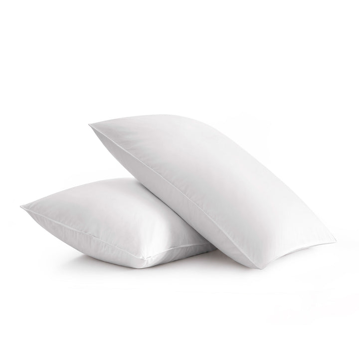 2 Pack White Goose Feather Bed Pillows with Breathable Cotton Cover Medium Firm Soft Support Pillow Image 12