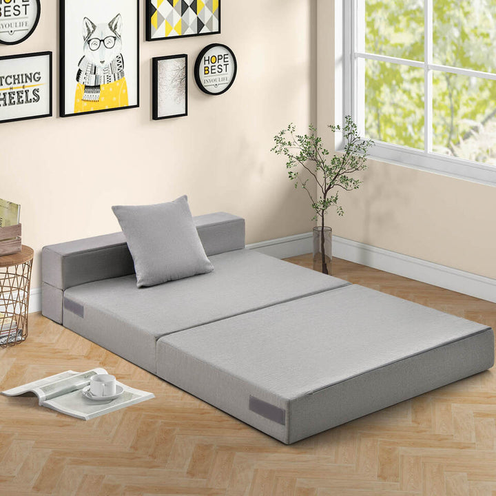 Folding Mattress with Pillow 6 Inch Tri-fold Sofa Bed w/ High-Density Foam Image 4