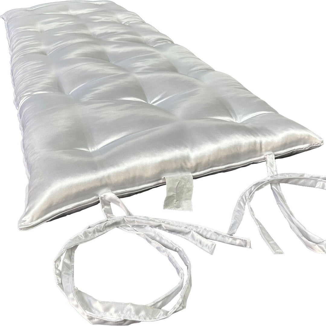 Full Floor Rolling Futon Mattress, Cotton Shikifuton Mat 3 x 54 x 80 Satin White Image 1