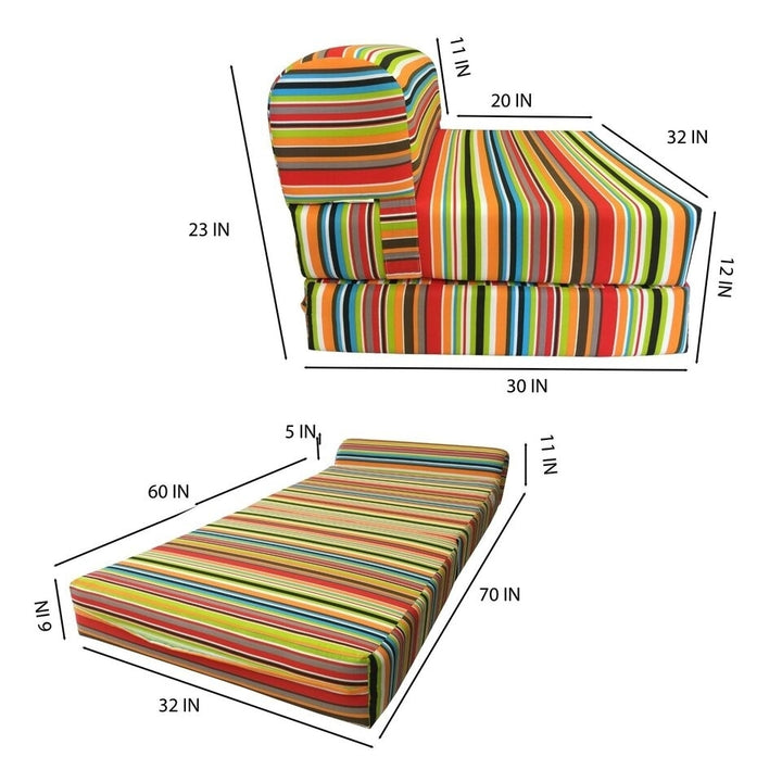 Sleeper Chair Folding Foam Beds, Portable Foldable Bed 6x32x70 Multi Stripes Image 1