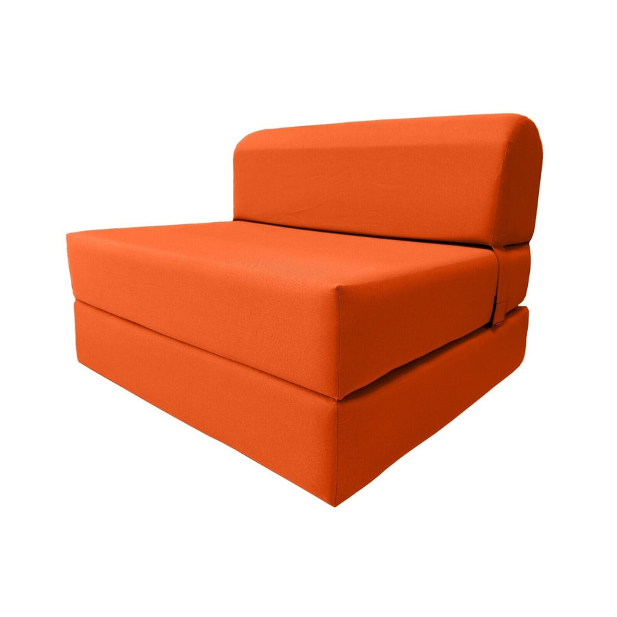 Sleeper Chair Folding Foam Beds, Portable Foldable Bed 6 x 32 x 70 Orange Image 1