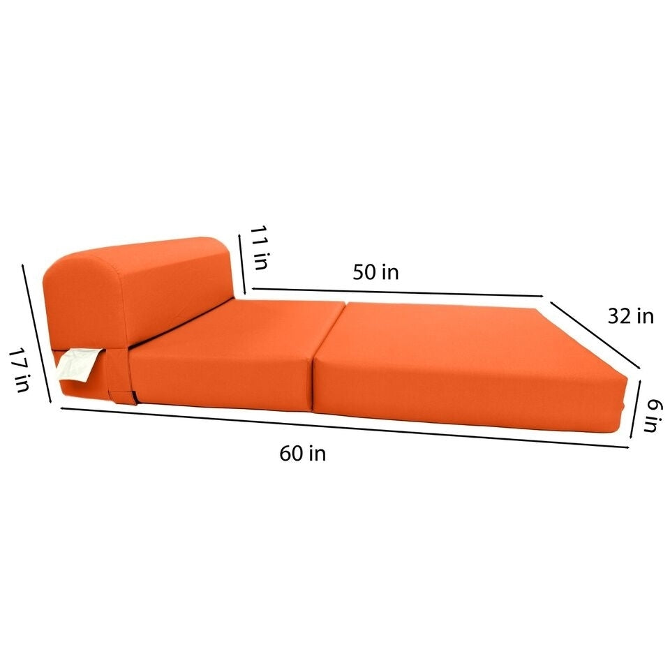 Sleeper Chair Folding Foam Beds, Portable Foldable Bed 6 x 32 x 70 Orange Image 3