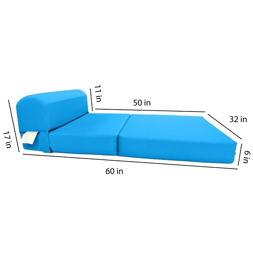 Turquoise Sleeper Chair Folding Foam Beds, Portable Lounger Bed 6 x 32 x70 Image 2