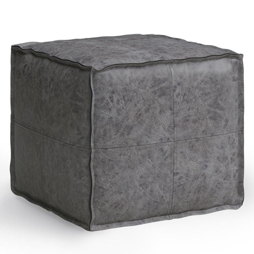 Brody Square Leather Pouf 18x18 Durable Fabric Multi-Functional Footstool Image 2