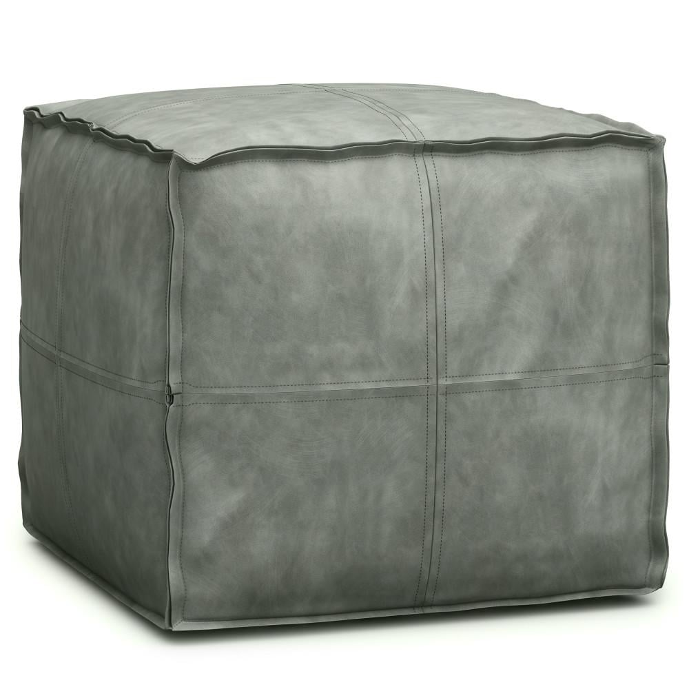 Brody Square Leather Pouf 18x18 Durable Fabric Multi-Functional Footstool Image 3