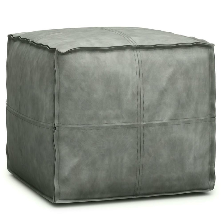 Brody Square Leather Pouf 18x18 Durable Fabric Multi-Functional Footstool Image 1