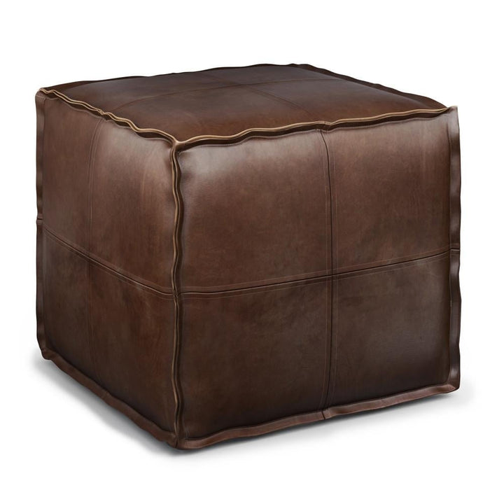 Brody Square Leather Pouf 18x18 Durable Fabric Multi-Functional Footstool Image 4