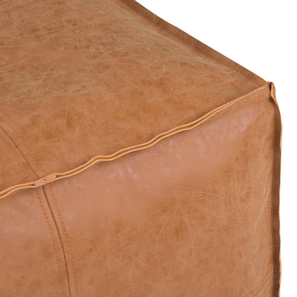 Brody Square Leather Pouf 18x18 Durable Fabric Multi-Functional Footstool Image 9