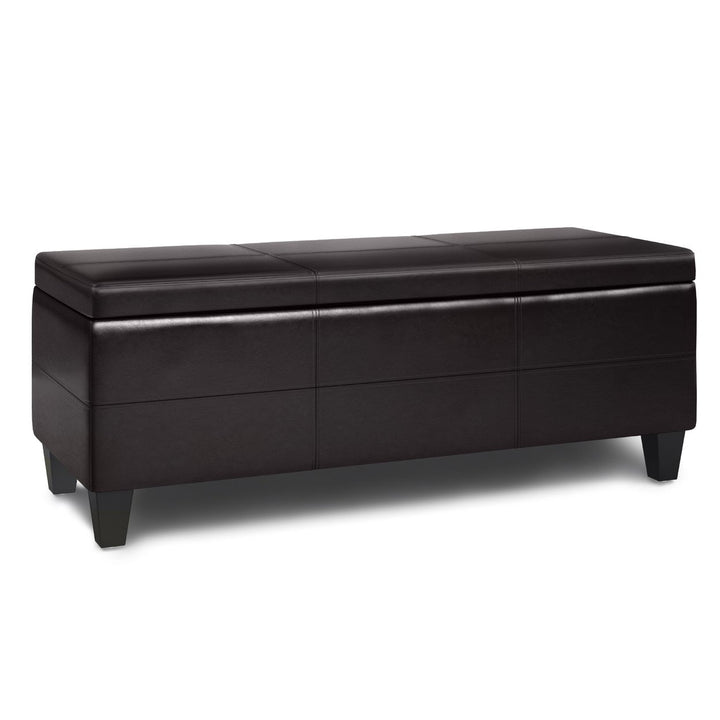 Afton Ottoman Bench Faux Leather Storage 48in Living Room Entryway Furniture Image 1