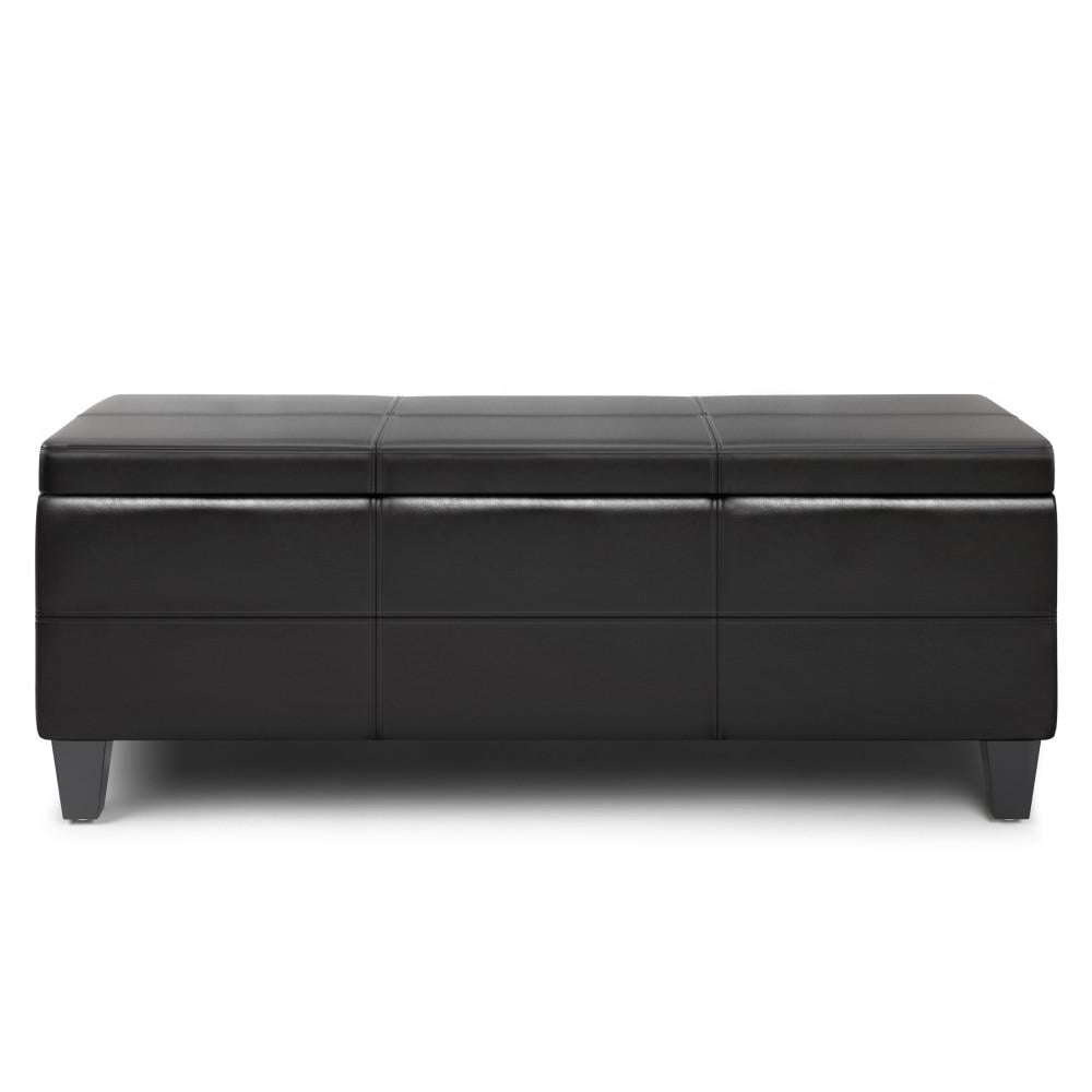 Afton Ottoman Bench Faux Leather Storage 48in Living Room Entryway Furniture Image 4