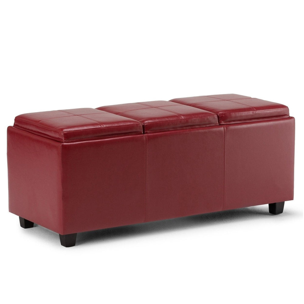 Avalon Ottoman Vegan Leather Extra Large Storage with Serving Trays 42W x 17H Image 2