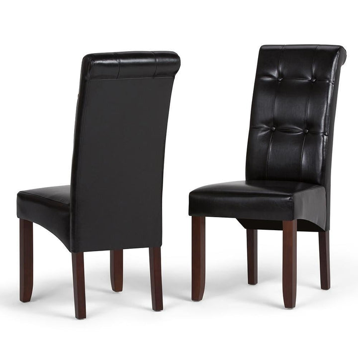 Cosmopolitan Dining Chair Set of 2 Vegan Leather Tufted Upholstered Brown Image 1