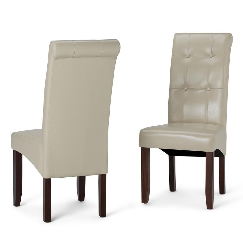 Cosmopolitan Dining Chair Set of 2 Vegan Leather Tufted Upholstered Brown Image 1