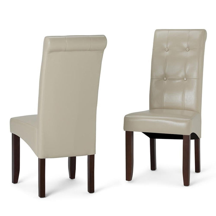 Cosmopolitan Dining Chair Set of 2 Vegan Leather Tufted Upholstered Brown Image 1