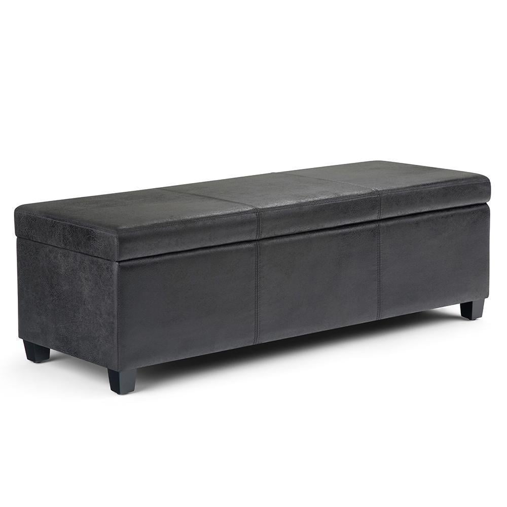 Avalon Storage Ottoman in Distressed Vegan Leather Image 1