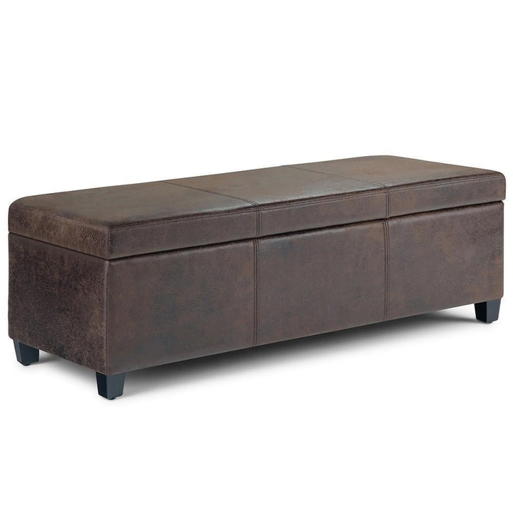 Avalon Storage Ottoman in Distressed Vegan Leather Image 1