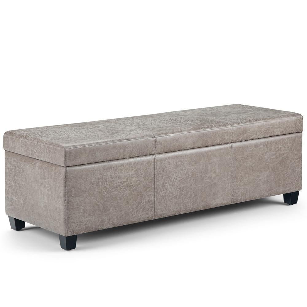 Avalon Storage Ottoman in Distressed Vegan Leather Image 4