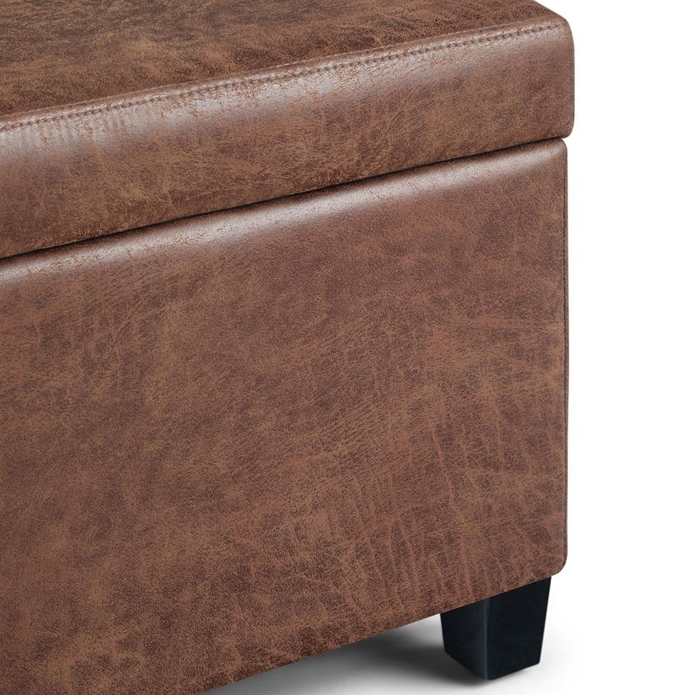 Avalon Storage Ottoman in Distressed Vegan Leather Image 11