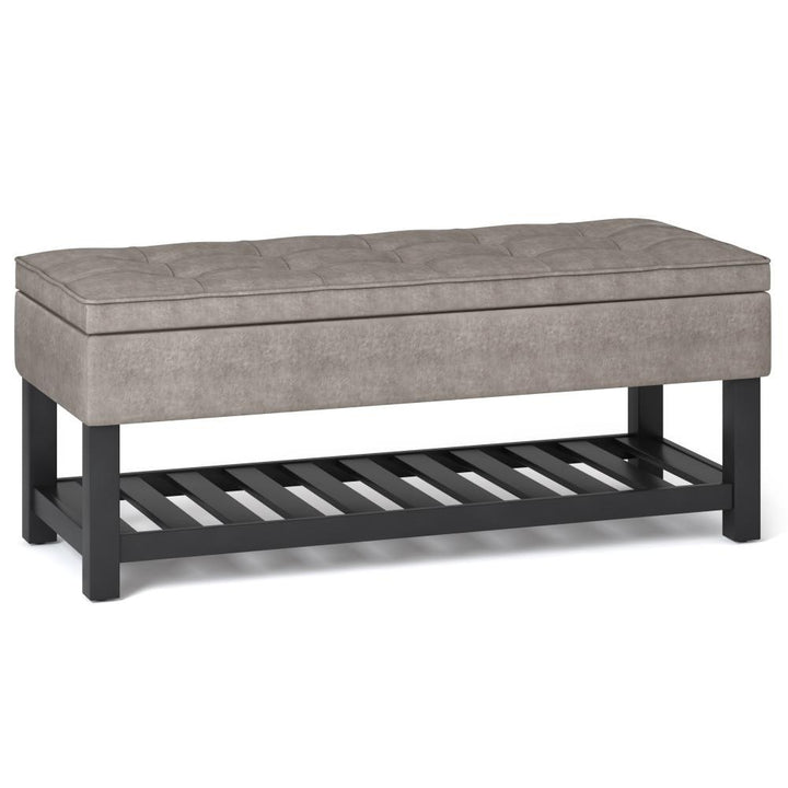 Cosmopolitan Ottoman Bench in Distressed Vegan Leather Image 2