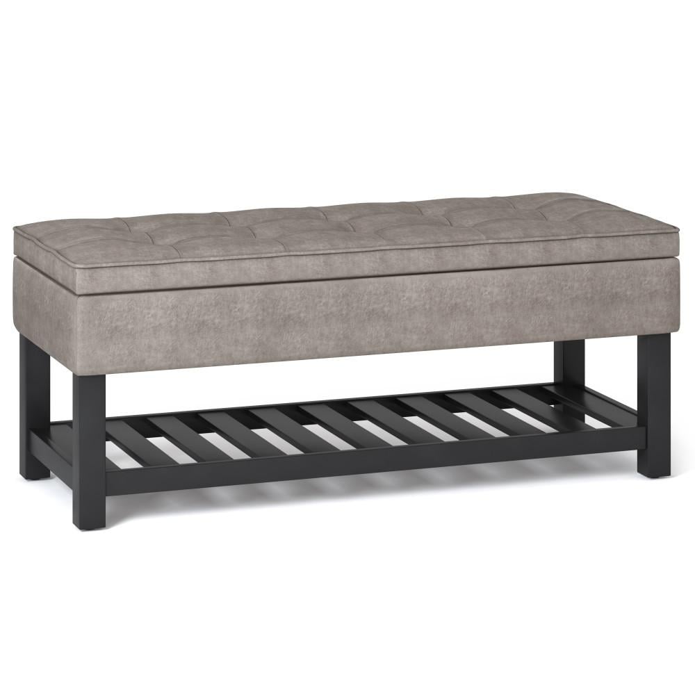 Cosmopolitan Ottoman Bench in Distressed Vegan Leather Image 1