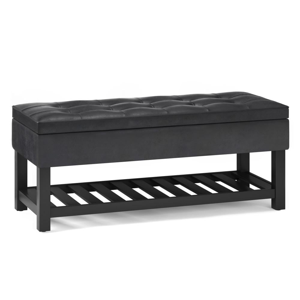 Cosmopolitan Ottoman Bench in Distressed Vegan Leather Image 1