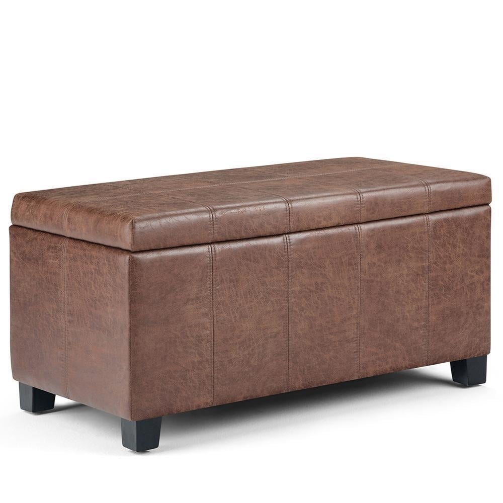 Dover Storage Ottoman Distressed Vegan Leather 36in Rectangular Storage Seat Image 1