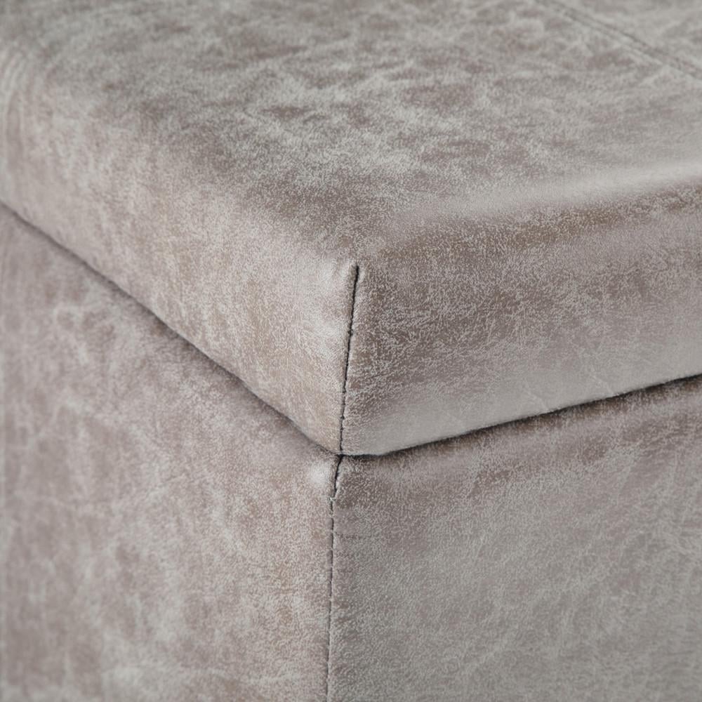 Dover Storage Ottoman in Distressed Vegan Leather Image 9