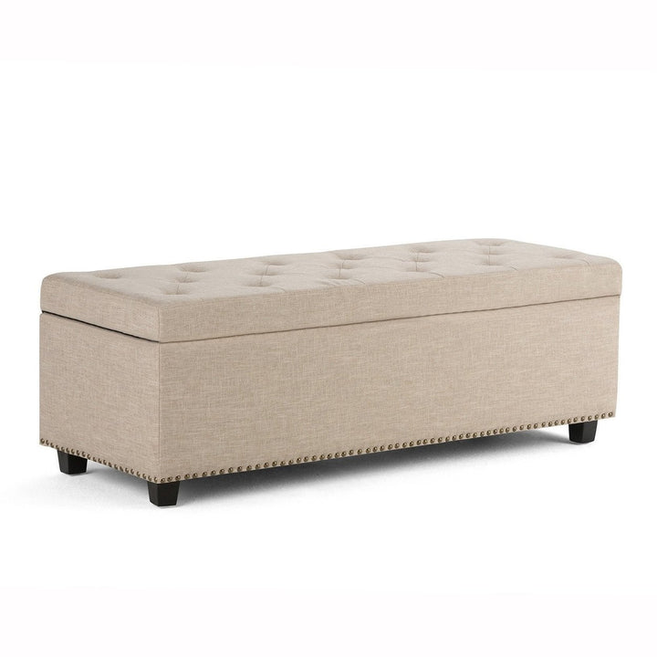 Hamilton Linen Storage Ottoman 48 Inch Tufted Bench with Nail Head Trim Image 1