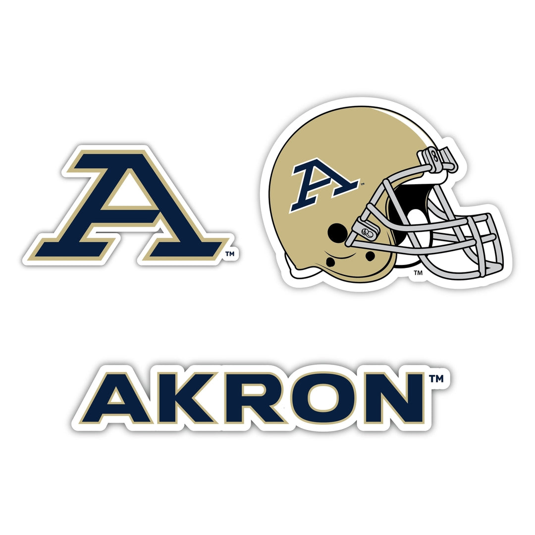 Akron Zips 3 Pack 4-Inch Each NCAA Durable School Spirit Vinyl Decal Sticker Image 1