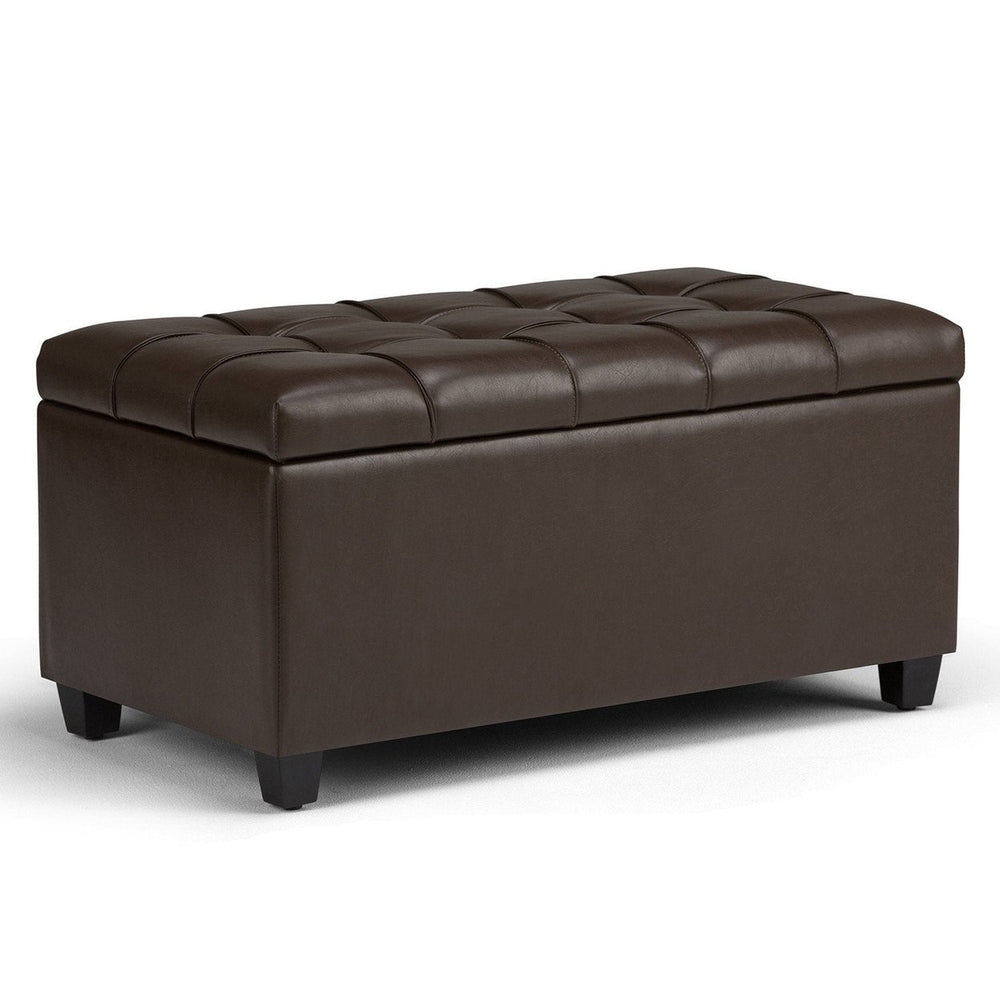 Sienna Storage Ottoman Vegan Leather 33.5in Rectangular Multi-Functional Furniture Image 2