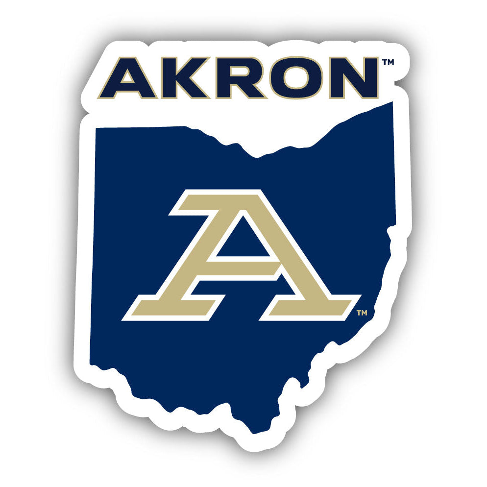 Akron Zips 4-Inch State Shape NCAA Vinyl Decal Sticker for Fans, Students, and Alumni Image 1