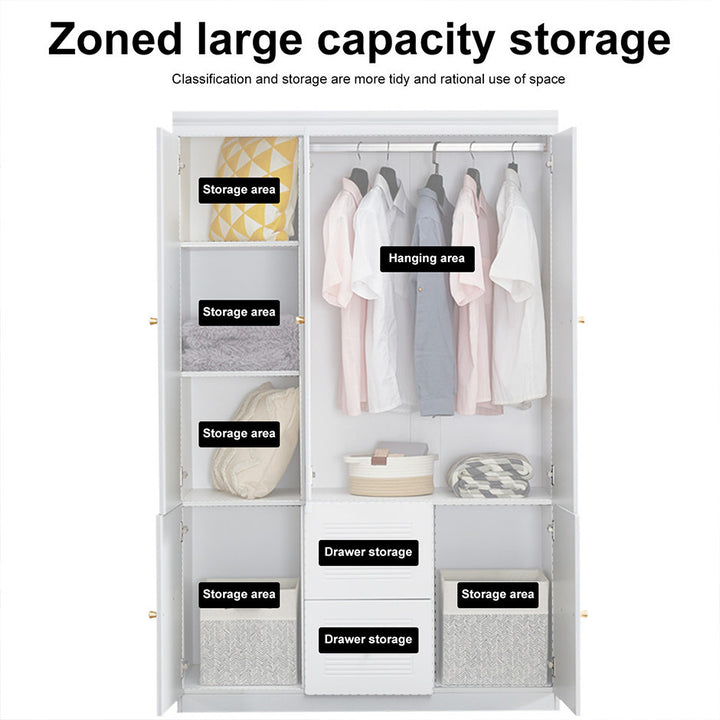 LivelyLodge 74" 3 Doors White Wooden Wardrobe Closet Armoire Bedroom Freestanding Bathroom Clothes Storage Shelf Image 6