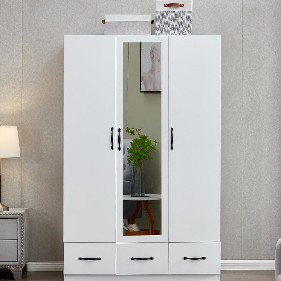 LivelyLodge 74.2" H White Wooden Wardrobe Closet 3 Doors Armoire Model YG-9 Image 5