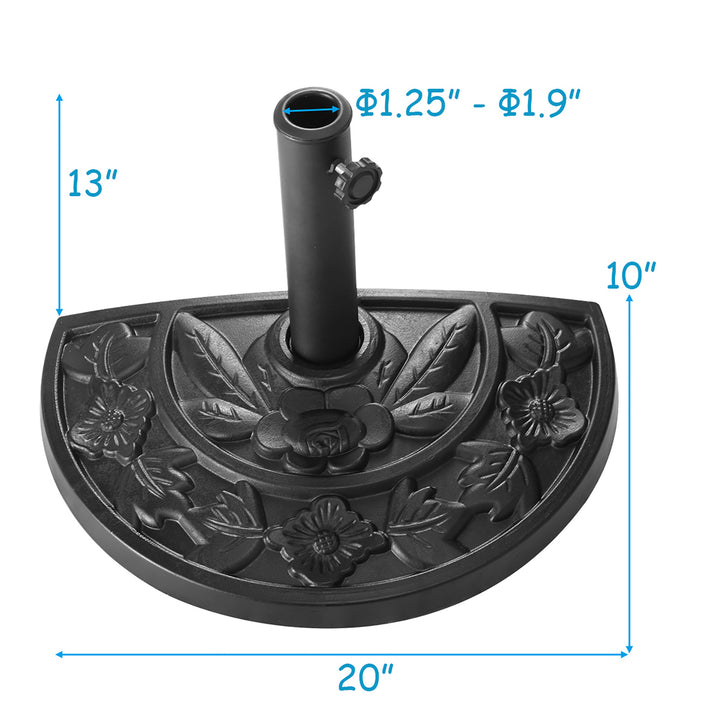 20 Outdoor Patio Half Round Umbrella Base Stand Resin Deck Table Sun Shade Image 3