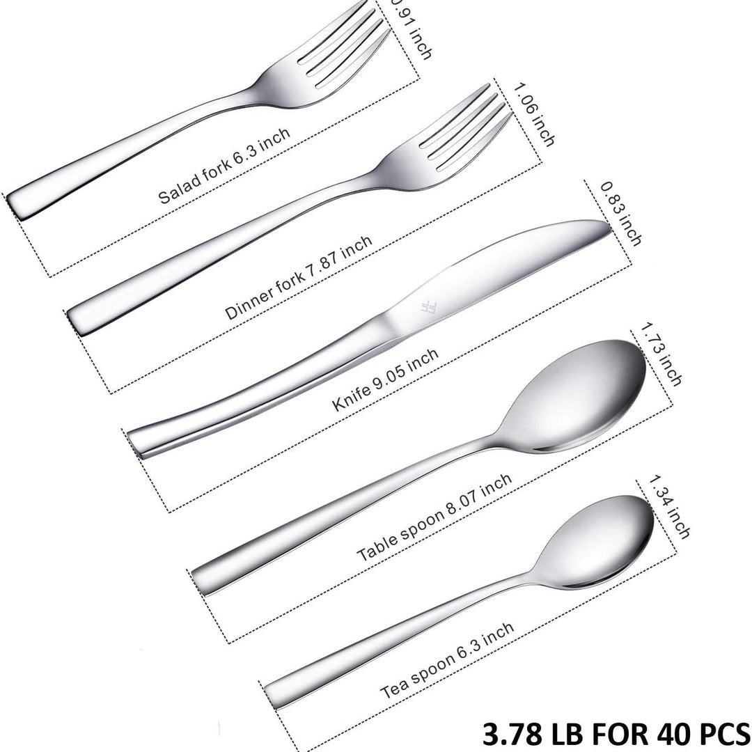 Ferfil Tableware Set Flatware Cutlery Service for 8 Mirror Polished 40 Piece Image 5