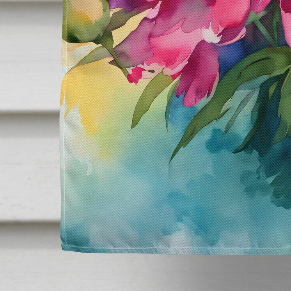 Peonies in Watercolor House Flag Image 4