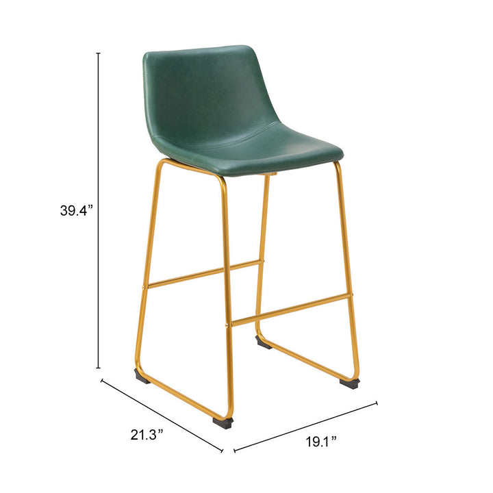 Augusta Barstool (Set of 2) Green and Gold Image 9