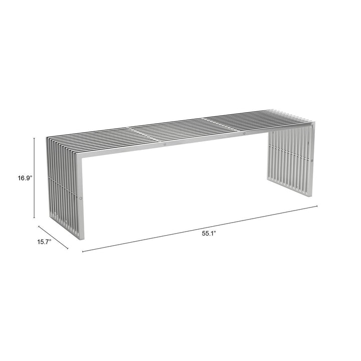 Tania Bench Silver Steel Frame Modern Minimalist Furniture Entryway Image 10