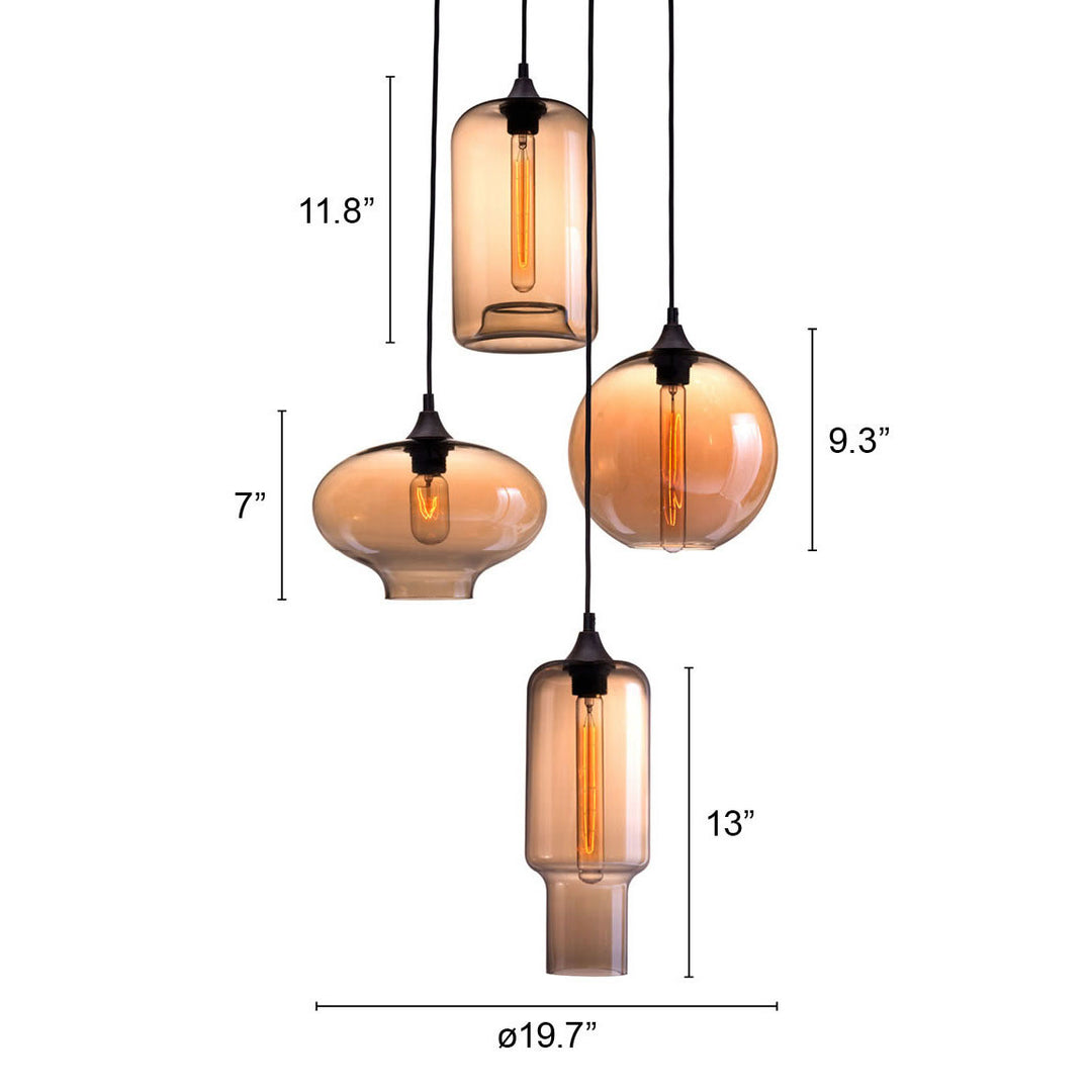 Lambie Ceiling Lamp Rust Amber Bohemian 25W E26 4 Glass Globes UL Listed Image 4