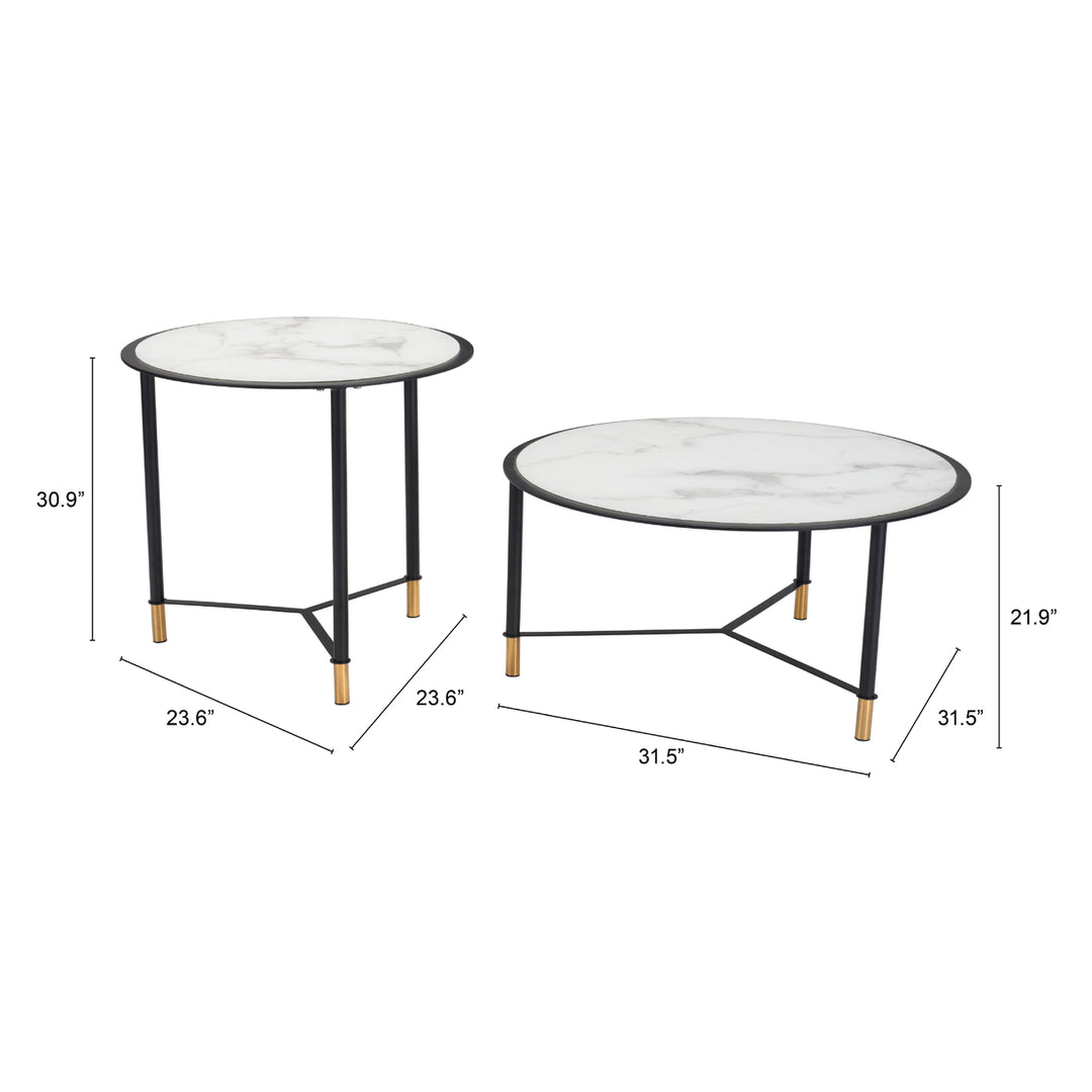 Davis Coffee Table Set (2-Piece) White and Black Image 9