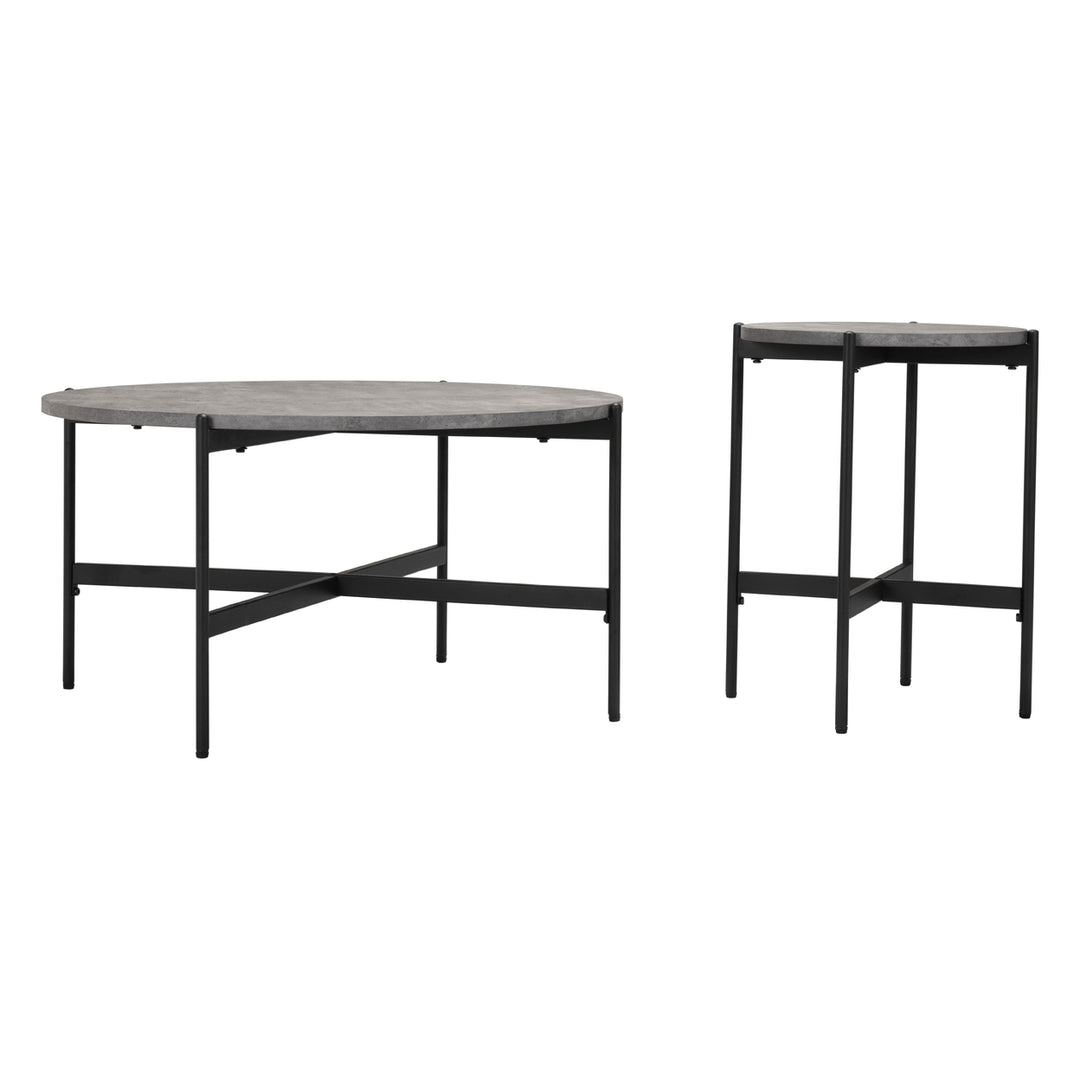 Malo Coffee Table Set (2-Piece) Gray and Black Image 7