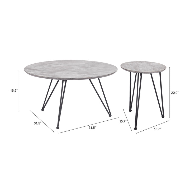 Kerris Coffee Table Set (2-Piece) Gray and Black Image 11