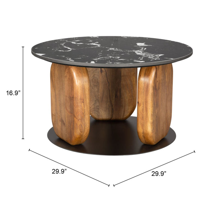 Pemba Multicolor Coffee Table with Marble Top and Mango Wood Legs Modern Design Image 6