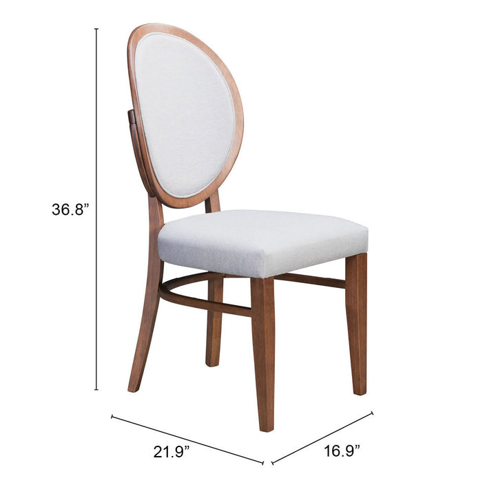 Regents Dining Chair (Set of 2) Walnut and Light Gray Image 8